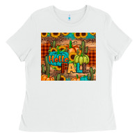 White hello fall pumpkin Ladies Tee - JahusDesignShop