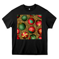 Black christmas ornaments and leopard seamless pattern Heavy Core Tee - BundleAndBundleShop