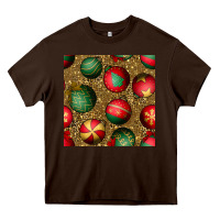 Chocolate Brown christmas ornaments and leopard seamless pattern Heavy Core Tee - BundleAndBundleShop