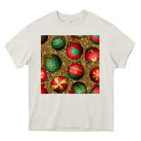 Cream christmas ornaments and leopard seamless pattern Heavy Core Tee - BundleAndBundleShop
