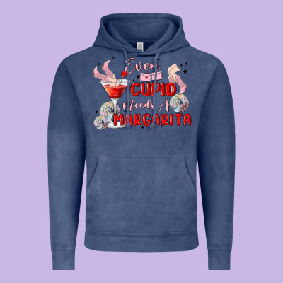 Even Cupid Need A Margarita Vintage Hoodie Designed By Maliassmallbusiness