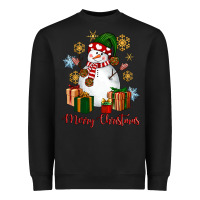 Black Snowman Merry Christmas Heavyweight Sweatshirt - NancyCooperArtShop
