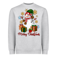 Heather Grey Snowman Merry Christmas Heavyweight Sweatshirt - NancyCooperArtShop