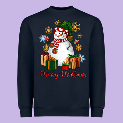 Snowman Merry Christmas Heavyweight Sweatshirt Designed By Nancycooperartshop