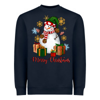 Navy Snowman Merry Christmas Heavyweight Sweatshirt - NancyCooperArtShop