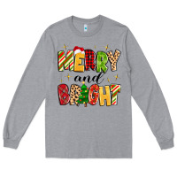 Heather Grey merry and bright Long Sleeve Tee - MaliasSmallBusiness