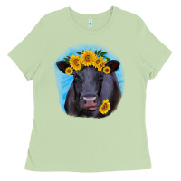 Matcha black angus with sunflower Ladies Tee - RanaPortraitStore