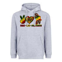 Heather Grey peace love juneteenth Heavyweight Hoodie - CowGirlArtShop