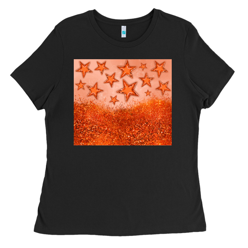 Orange Glitter Star Ladies Tee by JahusDesignShop | Teevron