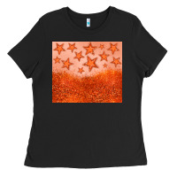 Black orange glitter star Ladies Tee - JahusDesignShop