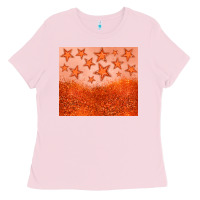 Bubblegum Pink orange glitter star Ladies Tee - JahusDesignShop