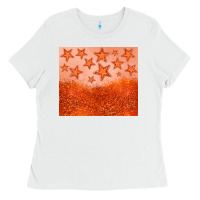 White orange glitter star Ladies Tee - JahusDesignShop