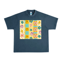 Midnight Navy retro daisy Urban Heavy Tee - MaliasSmallBusiness
