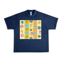 Navy retro daisy Urban Heavy Tee - MaliasSmallBusiness