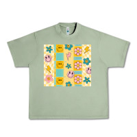 Oil Green retro daisy Urban Heavy Tee - MaliasSmallBusiness