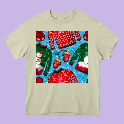 Christmas Clothes Seamless Pattern Heavy Core Tee Designed By Bundleandbundleshop