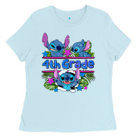 Baby Blue preview flower stitch 4 th grade Ladies Tee - AdoDesignShop