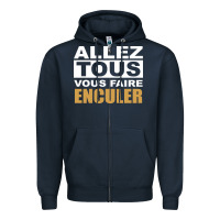 Navy Allez Tous Vous Enculer Zipper Hoodie - Bettercallsaul