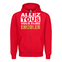 Red Allez Tous Vous Enculer Zipper Hoodie - Bettercallsaul