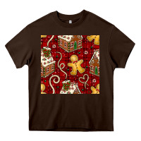 Chocolate Brown christmas gingerbread cookie house seamless pattern Heavy Core Tee - BundleAndBundleShop