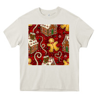 Cream christmas gingerbread cookie house seamless pattern Heavy Core Tee - BundleAndBundleShop