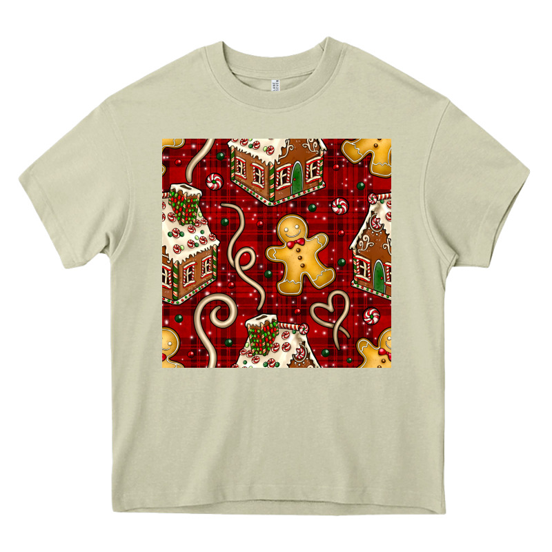 Christmas Gingerbread Cookie House Seamless Pattern Heavy Core Tee by BundleAndBundleShop | Teevron