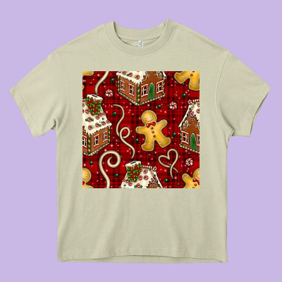 Christmas Gingerbread Cookie House Seamless Pattern Heavy Core Tee Designed By Bundleandbundleshop