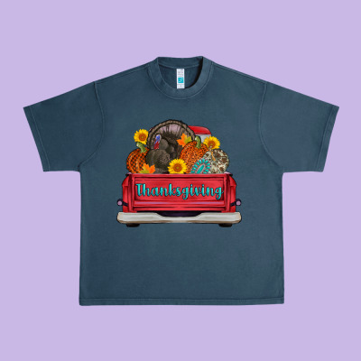 Thanksgiving Truck Turkey Pumpkin Urban Heavy Tee Designed By Adodesignshop