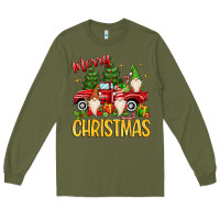 Army Green merry christmas gnomes truck Long Sleeve Tee - MaliasSmallBusiness