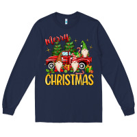 Navy merry christmas gnomes truck Long Sleeve Tee - MaliasSmallBusiness