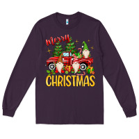 Plum merry christmas gnomes truck Long Sleeve Tee - MaliasSmallBusiness