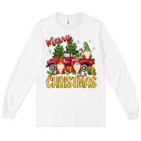 White merry christmas gnomes truck Long Sleeve Tee - MaliasSmallBusiness