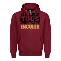 Burgundy Allez Tous Vous Enculer Zipper Hoodie - Bettercallsaul