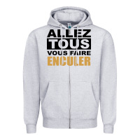 Heather Grey Allez Tous Vous Enculer Zipper Hoodie - Bettercallsaul