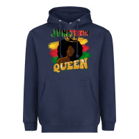 Navy juneteenth queen black woman afro queen Heavyweight Hoodie - CowGirlArtShop