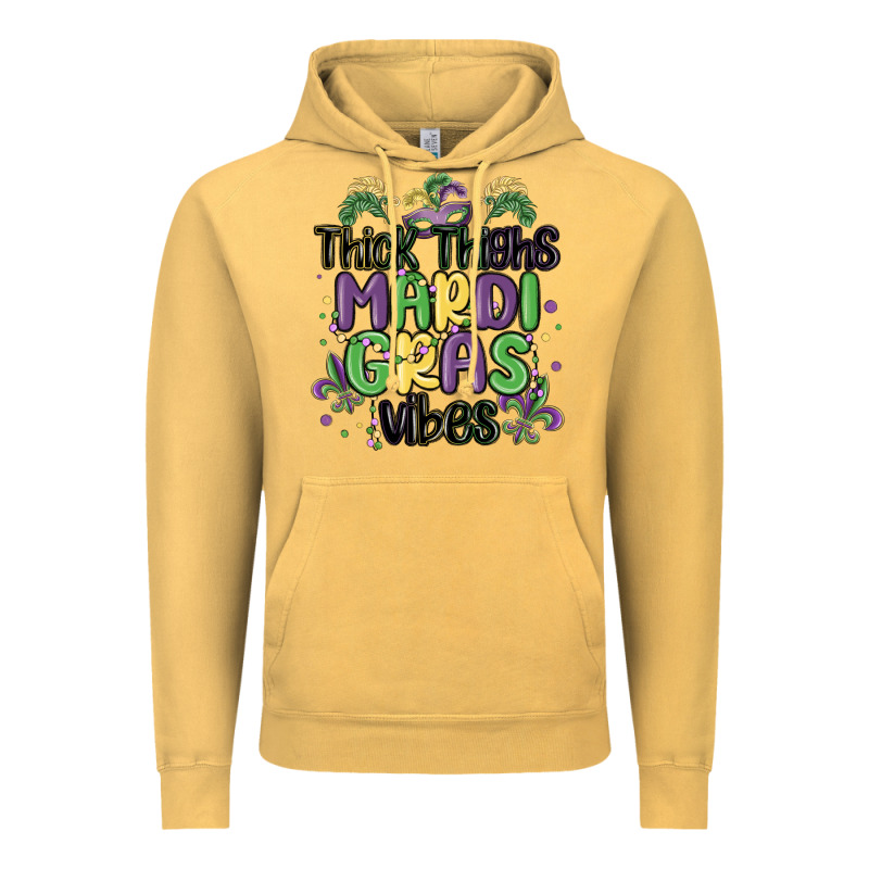 Thick Thighs Mardi Gras Vibes Vintage Hoodie by MaliasSmallBusiness | Teevron