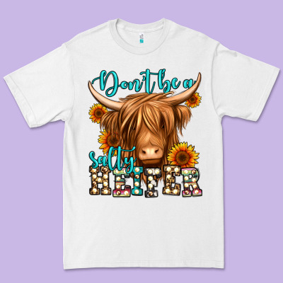 Don't Be A Salty Heifer Long Haired Cow Premium Tee Designed By Jasminsmagicworld