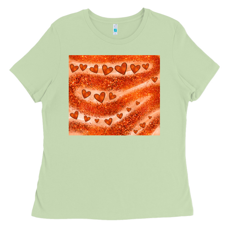 Orange Glitter Heart Ladies Tee by JahusDesignShop | Teevron