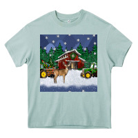 Arona christmas town and farm tractor seamless pattern Heavy Core Tee - BundleAndBundleShop