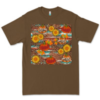 Cacao pumpkin plaid sunflower seamless Premium Tee - AdoDesignShop