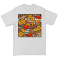 Dove Grey pumpkin plaid sunflower seamless Premium Tee - AdoDesignShop