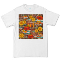 White pumpkin plaid sunflower seamless Premium Tee - AdoDesignShop