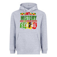 Heather Grey my history is strong Heavyweight Hoodie - CowGirlArtShop