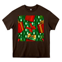 Chocolate Brown christmas surprise gift box seamless pattern Heavy Core Tee - BundleAndBundleShop