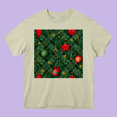 Christmas Ornaments Seamless  Pattern Heavy Core Tee Designed By Bundleandbundleshop