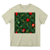 Mossy christmas ornaments seamless  pattern Heavy Core Tee - BundleAndBundleShop