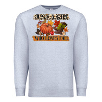 Heather Grey just a girl who loves fall Premium Sweatshirt - CowGirlArtShop