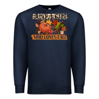 Navy just a girl who loves fall Premium Sweatshirt - CowGirlArtShop