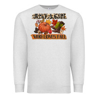 Oatmeal Heather just a girl who loves fall Premium Sweatshirt - CowGirlArtShop