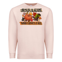 Pale Pink just a girl who loves fall Premium Sweatshirt - CowGirlArtShop